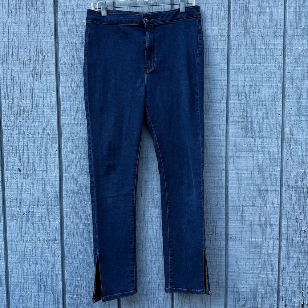 Free People We The Free High Rise Denim Jeans Ankle Split Dark Wash Slim Fit 31"